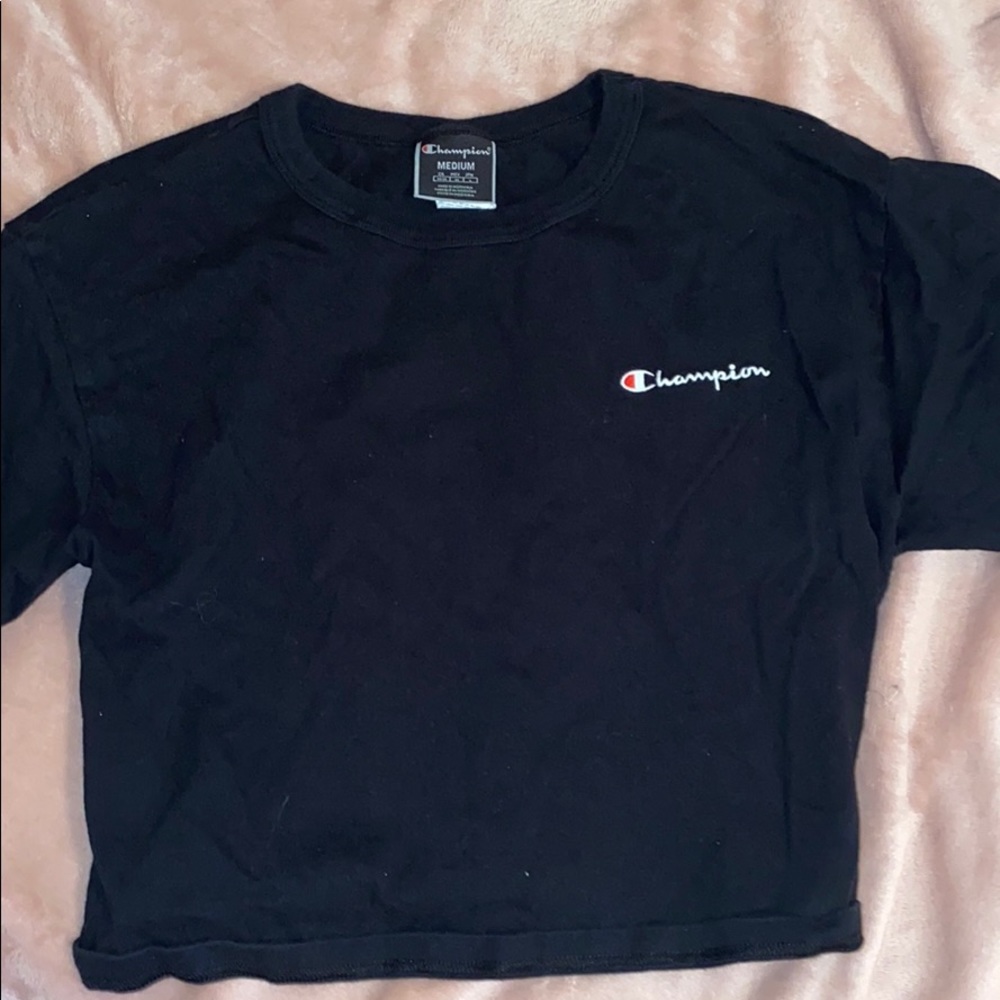 Black champion shorts sleeve crop top